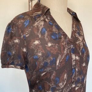 Y2K Semantiks silk print button down top XS